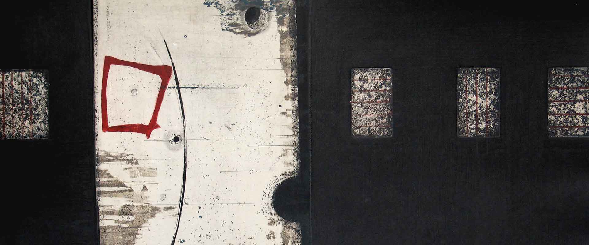 The Citizen detail of etching and carborundum print by Stephen Vaughan