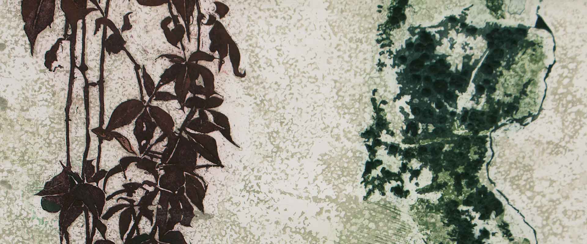 Aria detail of etching and carborundum print by Stephen Vaughan